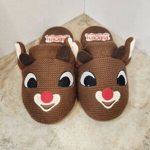 Dan Dee Rudolph the Red-Nosed Reindeer Knit Slippers Womens 7-8 Holiday Lounge